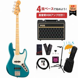 Squier by Fender Classic Vibe Active '70s Jazz Bass Maple Fingerboard Parchment Pickguard Ocean Turquoise VOXアンプ付