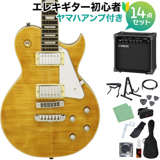 Aria Pro II PE-AE200 YG エレキギター初心者14点セット【ヤマハアンプ付き】 レスポールタイプ イエローゴールド