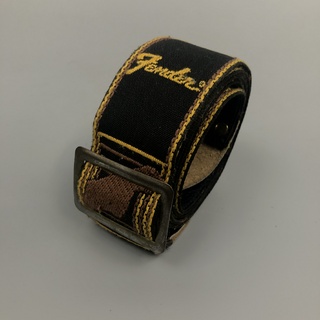 Fender Monogrammed Strap Black/Yellow 1970s 横ロゴ メタルバックル