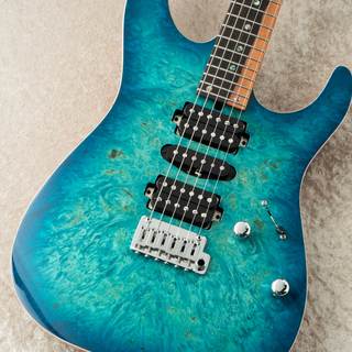 T's Guitars DST Pro 24 w/5A Waterfall Burl Maple -Aqua Blue Burst-