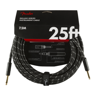 Fenderフェンダー Deluxe Series Instrument Cable SS 25ft Black Tweed ギターケーブル ギターシールド