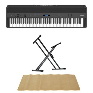 Rolandローランド FP-90X-BK Digital Piano ブラック デジタルピアノ スタンド マット 3点セット [鍵盤 AMset]