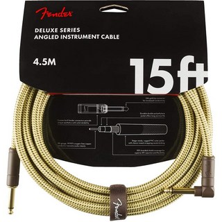 FenderDeluxe Series Instrument Cable， Straight/Angle， 15'， Tweed(#0990820086)